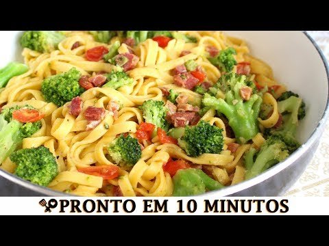 MACARRÃO COM BACON E BRÓCOLIS SUPER RÁPIDO E FÁCIL - RECEITAS QUE AMO