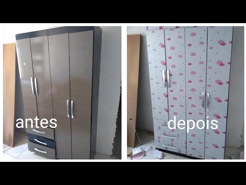 Transformei o guarda roupa com papel adesivo