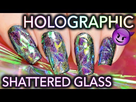 HOLOGRAPHIC Shattered Glass Nail Art !!!!