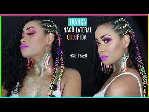 TRANÇA NAGÔ LATERAL COLORIDA (Costurada com fio acetinado) l Braided hair l Sarah Gontijo