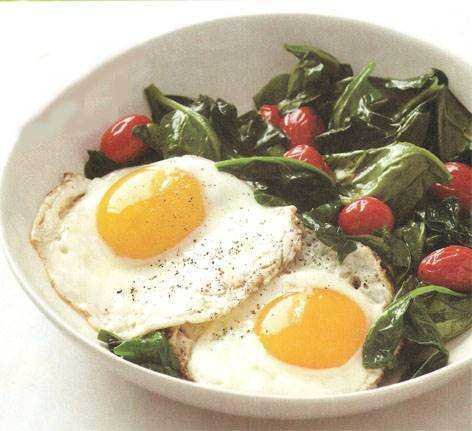 Ovos com Espinafre e Tomate