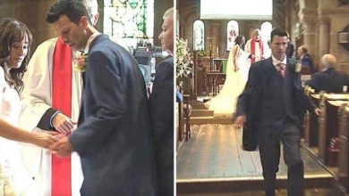 Os noivos estão no altar. De repente, o noivo se vira, corre para fora da igreja, e a deixa lá plantada.