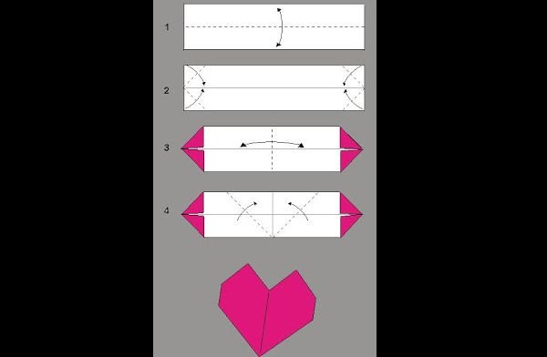 origami de coração simples origami de coração simples
