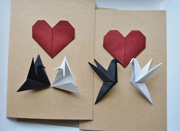 origami de coração no cartão origami de coração no cartão