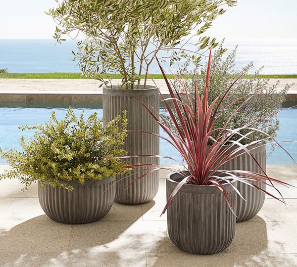 vaso de concreto com vincos vaso de concreto com vincos