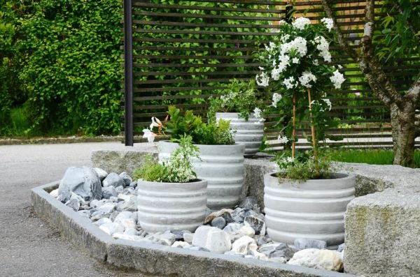vaso de concreto com listras vaso de concreto com listras