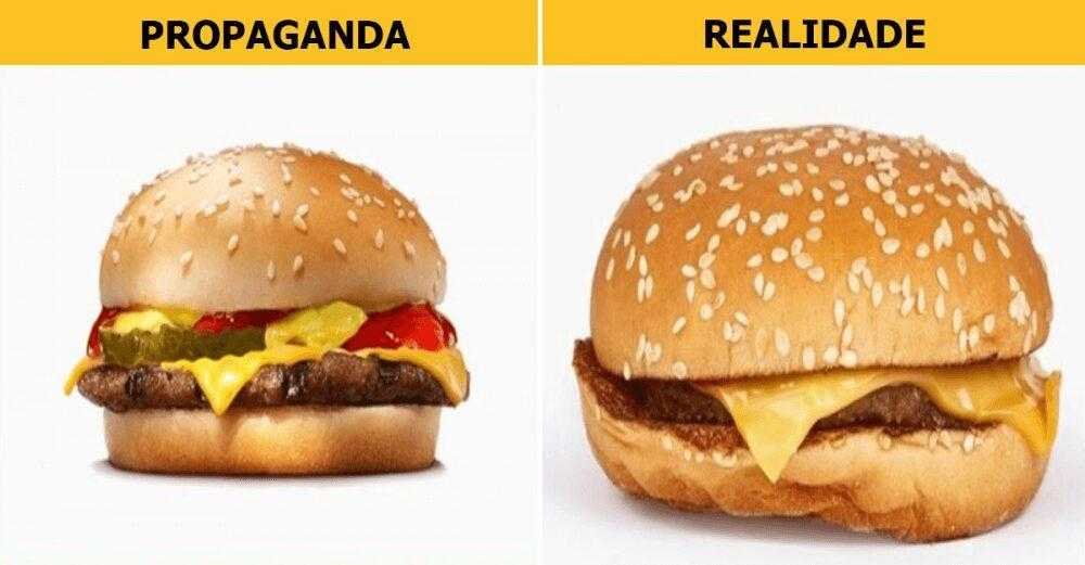 14 imagens mostrando a propaganda vs realidade dos fast foods