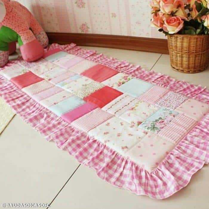 Pink area rugs Rustic fashion princess patchwork floor mats Korean bedroom rugs girls children room carpet1