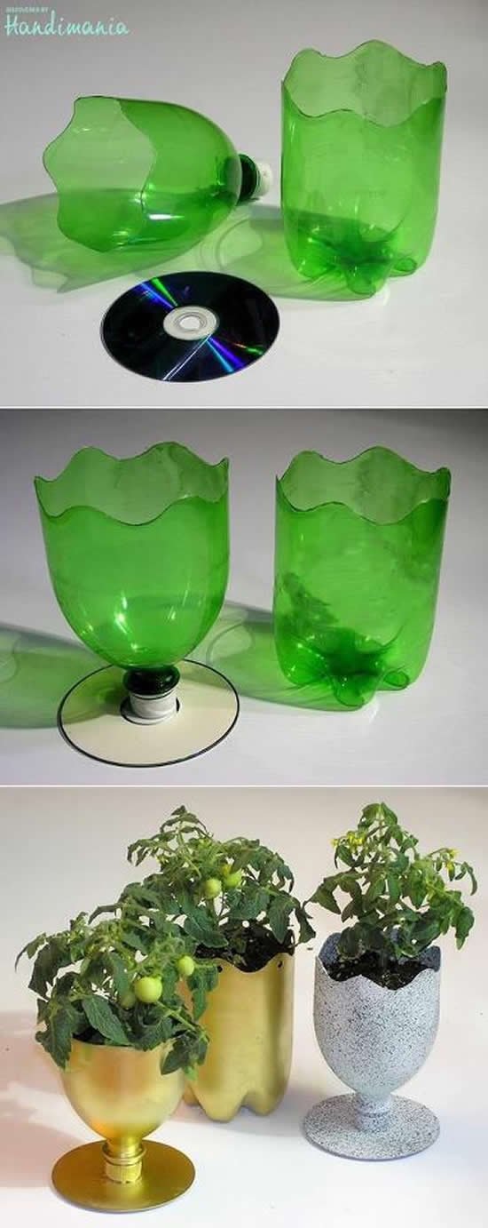 Vasos Lindos em Garrafas PET