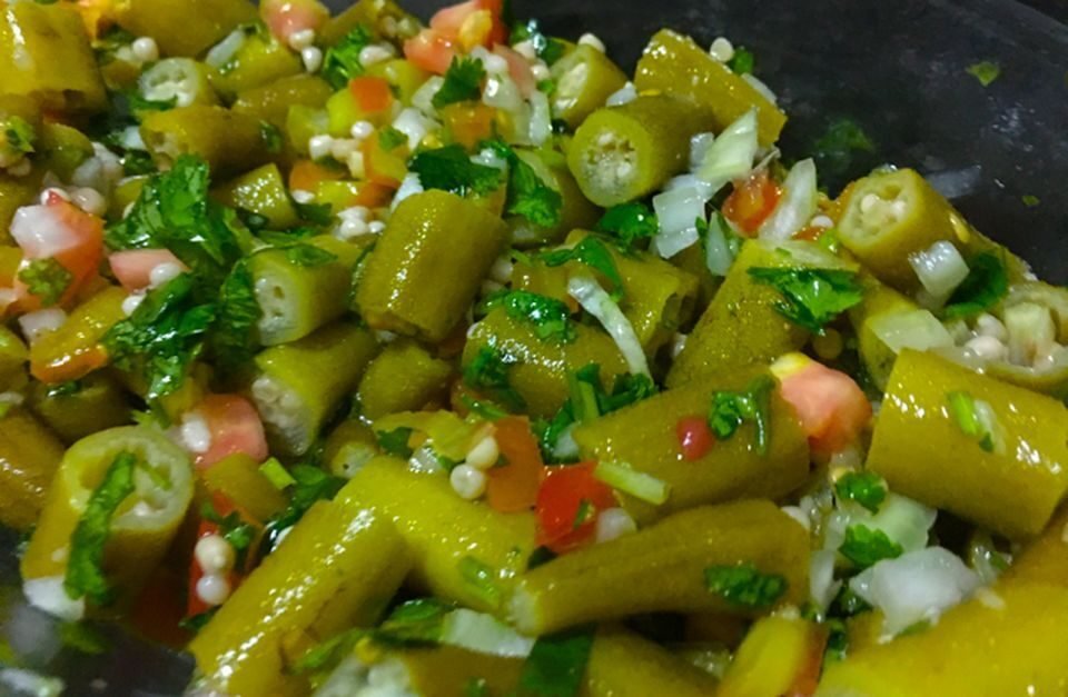 receita de salada de quiabo