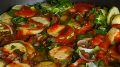 abobrinha no forno ao molho de tomate