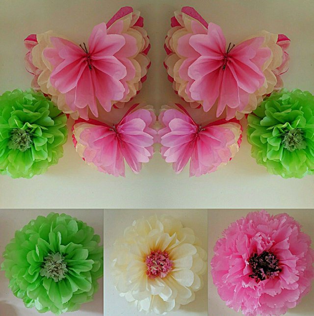 pompons de papel de borboleta