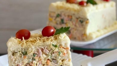 Torta fria de Frios feita com Pão de forma