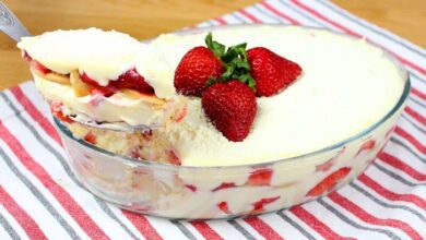 Receita de pavê creme de morango