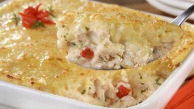 Escondidinho de frango com batata doce