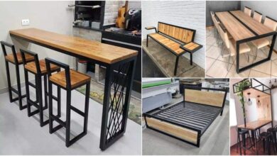 22 ideias para fazer móveis estilo industrial, com metal e madeira reciclada