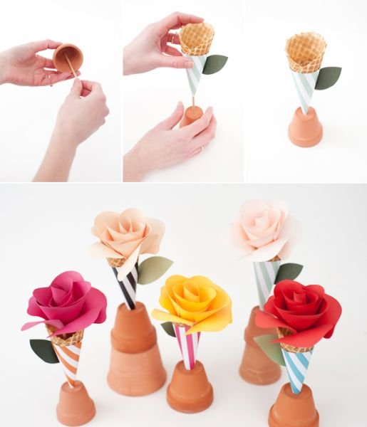 1750488859 776 como fazer cone com flor (Foto: ohhappyday.com)