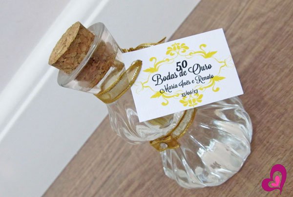 lembrança bodas de ouro frasco
