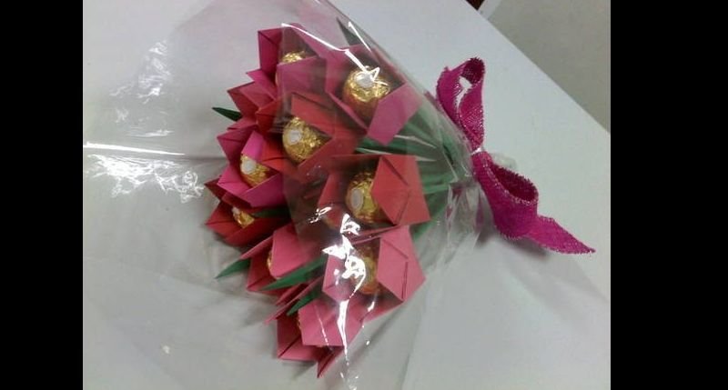 bouquet de bombom com dobradura