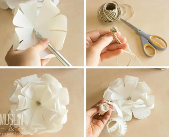 Flores para Decoração de Festa com Pratinhos Descartáveis