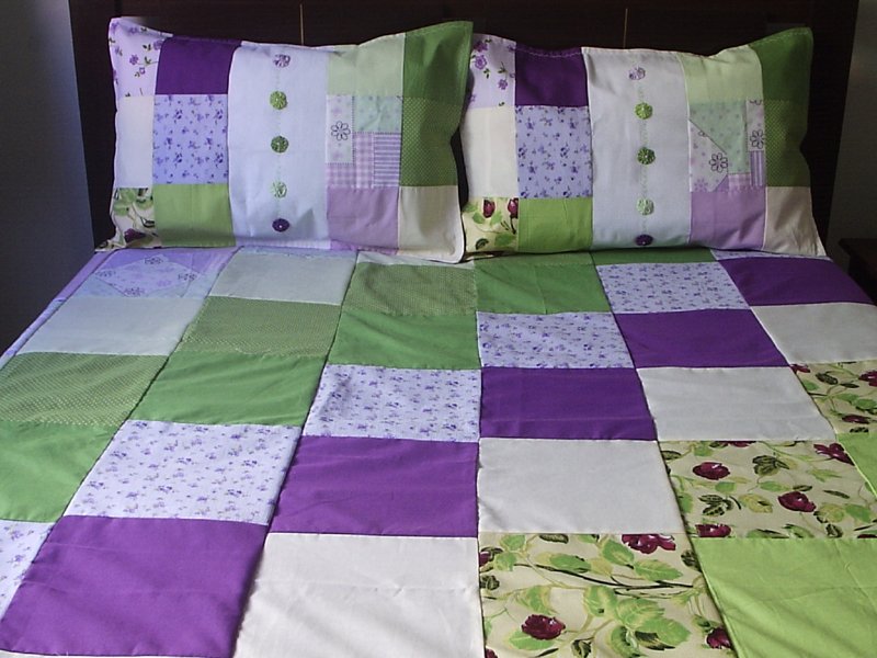 colcha com retalhos em diagonal