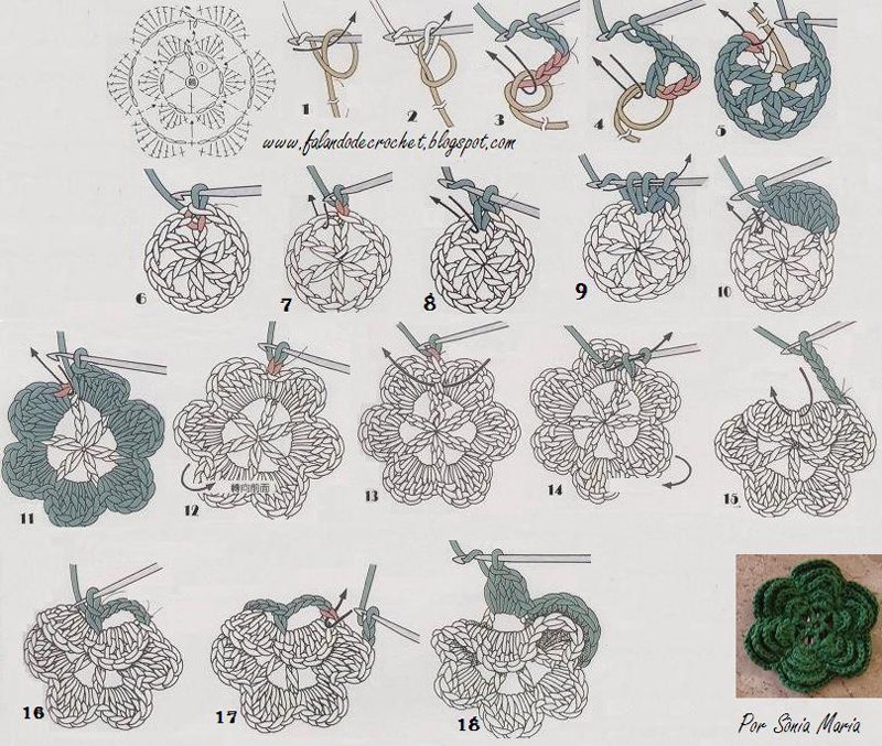 flor de croche verde 
