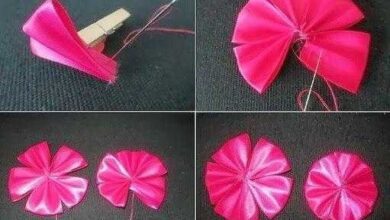 1750752974 como fazer flor de fita de cetim dobrada Como fazer Flor de Fita de Cetim Dobrada