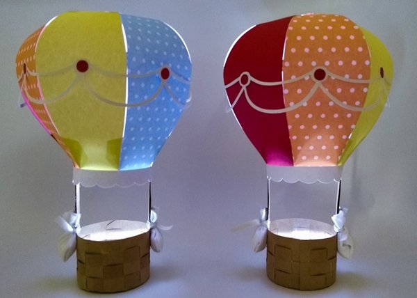 balao com papel com luz 