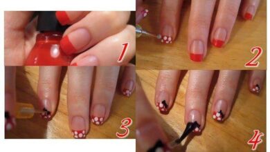 Unhas inspiradas na Minnie Mouse