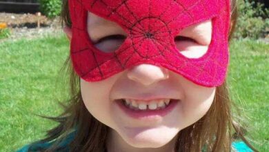 Máscara de Homem Aranha em Feltro com Molde