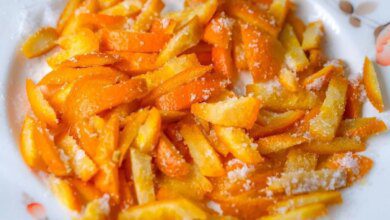 cascas de laranjas cristalizadas