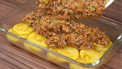 Carne moída diferente ao forno com batatas