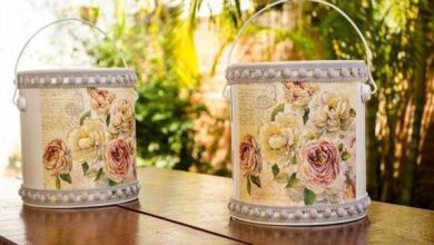 Balde de Tinta Decorado com Decoupage