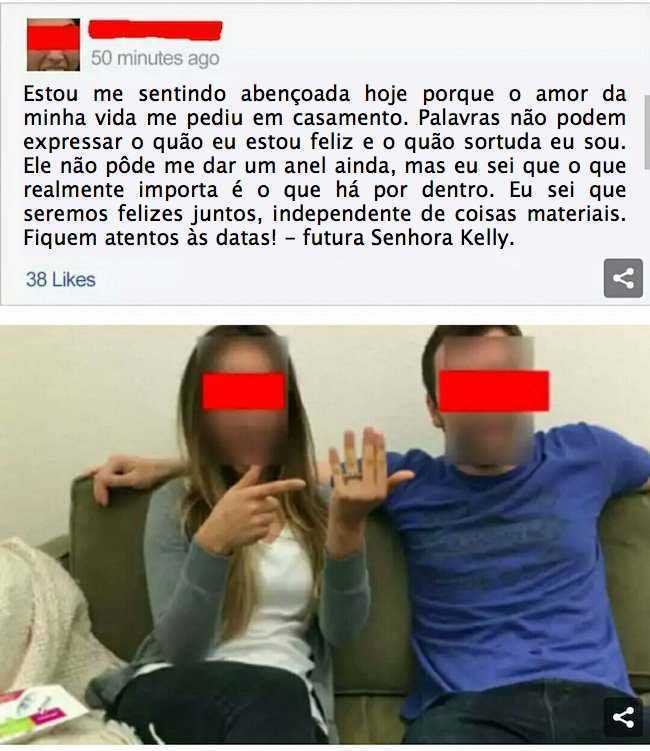 Casal faz anuncio de noivado no Facebook mas esquece pequeno