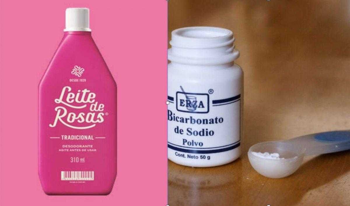 Clareamento com leite de rosas e bicarbonato