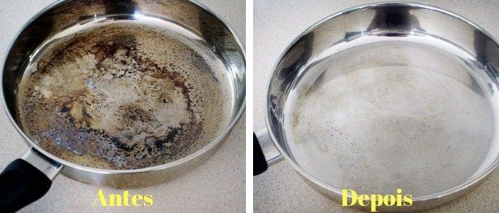 Dica simples para limpar frigideira queimada Dica simples para limpar frigideira queimada