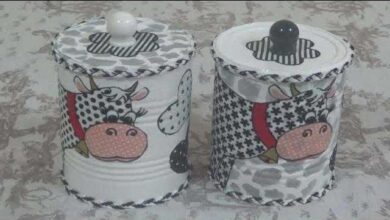 Lata de Leite decorada com tecido – Reciclagem