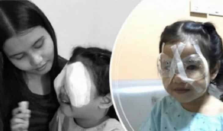 Menina de quatro anos perde a visao por uso