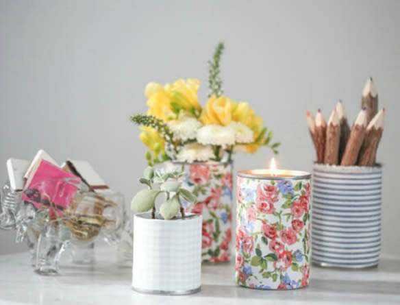 como decorar latas com tecido Como decorar latas com tecido