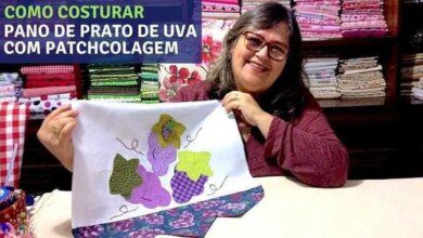 Como Fazer um Pano de Prato com Patchcolagem de Uvas