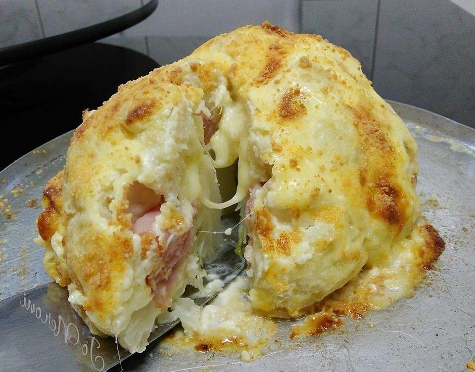 couve flor com queijo e presunto
