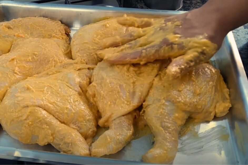coxa de frango assada na maionese Coxa de Frango assada na Maionese
