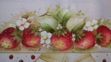 Pintura em Tecido – Aprenda Pintar Morangos, Folhas e Florzinhas