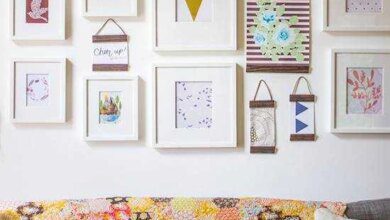 Enfeites de parede para sala com madeira e tecido