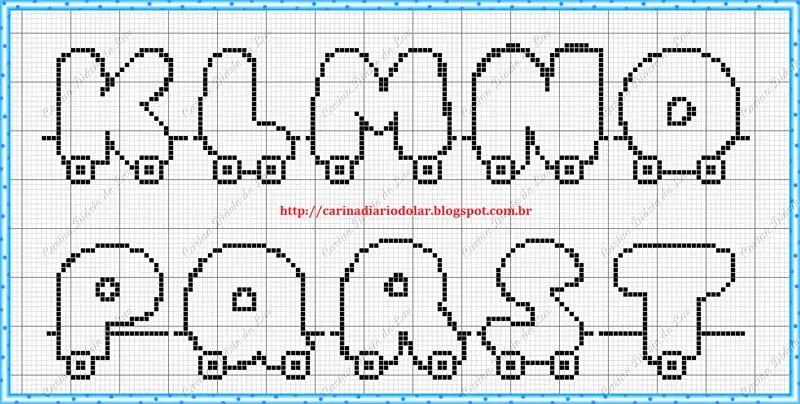 monograma ponto cruz carrinho