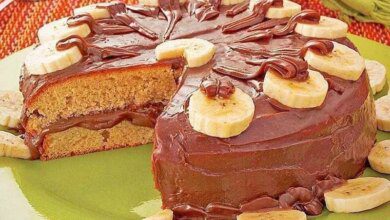 Bolo de banana com chocolate delicioso