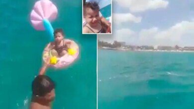 Após ser esquecido pelos pais, bebê é resgatado boiando no mar, vídeo mostra o momento dramático