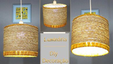 Luminária Pendente feita com Corda de Sisal