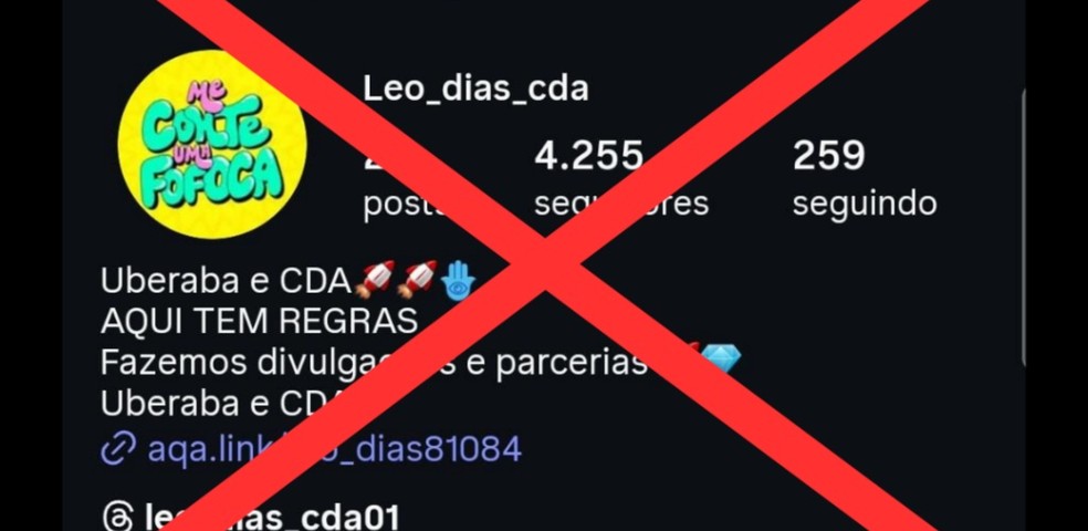 Página usada pela jovem para divulgar fofocas sobre moradores de Conceição das Alagoas e Uberaba — Foto: Polícia Civil/Divulgação